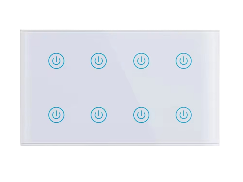 8 Gang Tuya WiFi Bluetooth Touch Smart Wall Switch, Voice Control & Power Monitor
