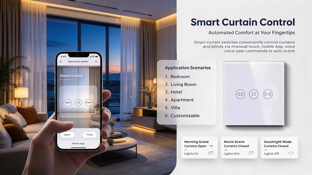 LUMETIQ smart curtain switch bedroom automation scene