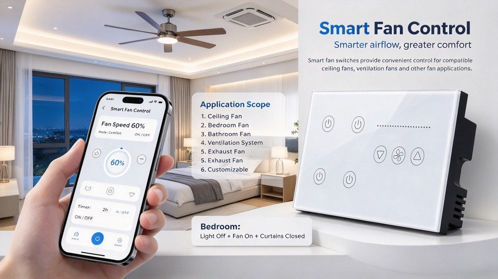 LUMETIQ smart fan control ceiling fan home scene