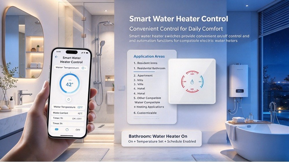 LUMETIQ smart switch for bathroom water heater control scene